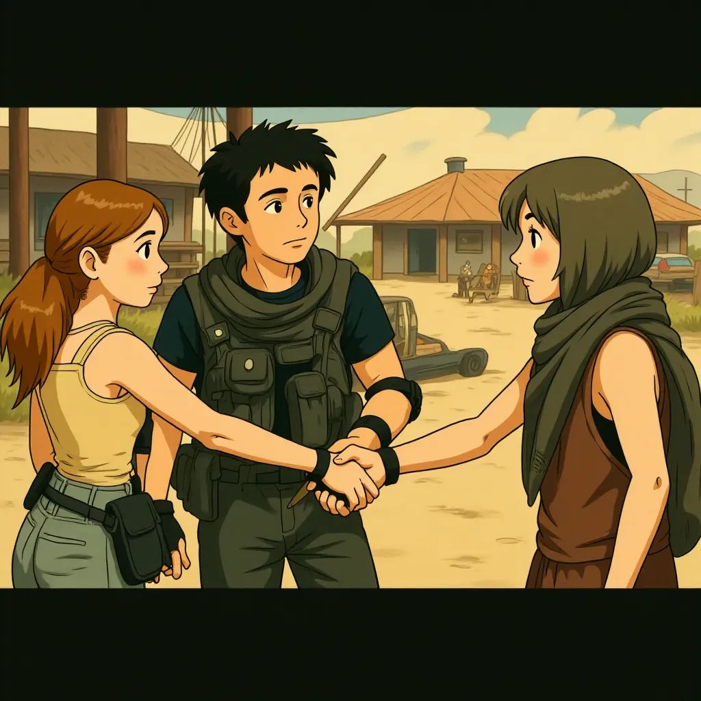 Milla Jovovich, Oded Fehr, and Ali Larter in Resident Evil: Extinction (2007) - Anime style