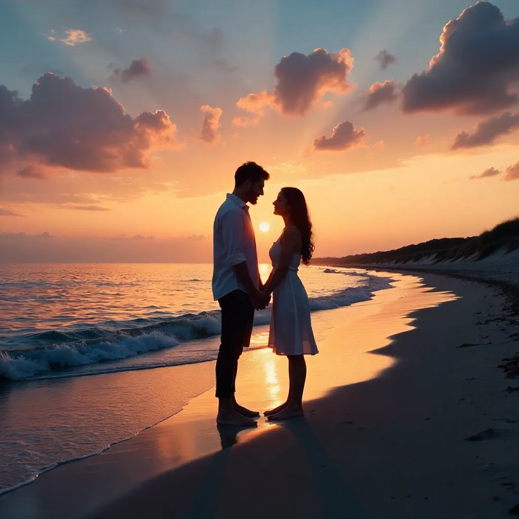 Twilight Bond on the Quiet Beach
