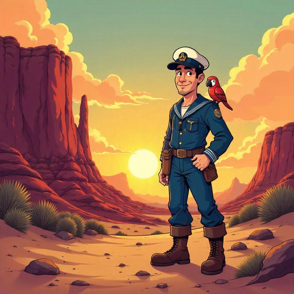 Sailor in the Badlands: Cartoon Desert Adventure