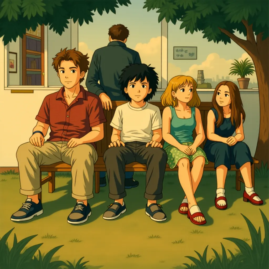 Toni Collette, Greg Kinnear, Steve Carell, Paul Dano, and Abigail Breslin in Little Miss Sunshine (2006) - Anime style