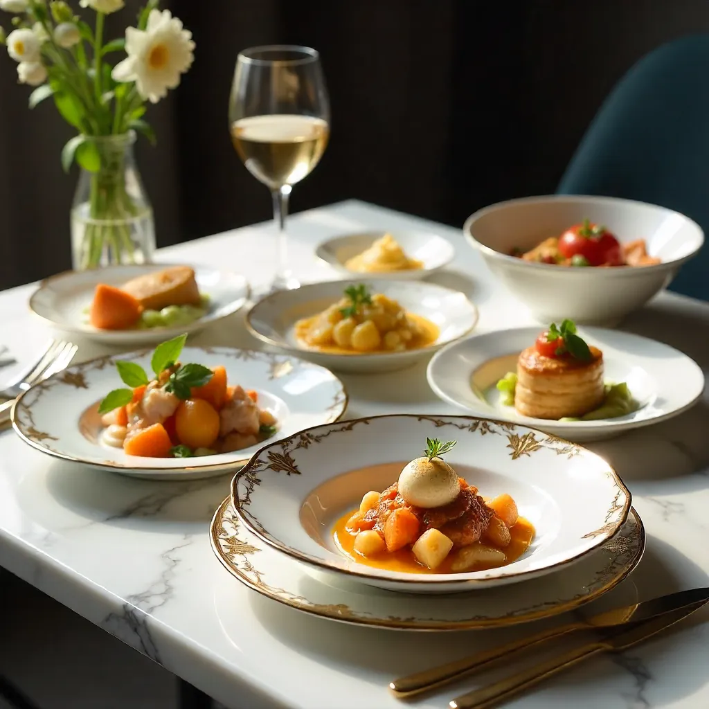Gourmet Elegance on Marble: A Still-Life Feast