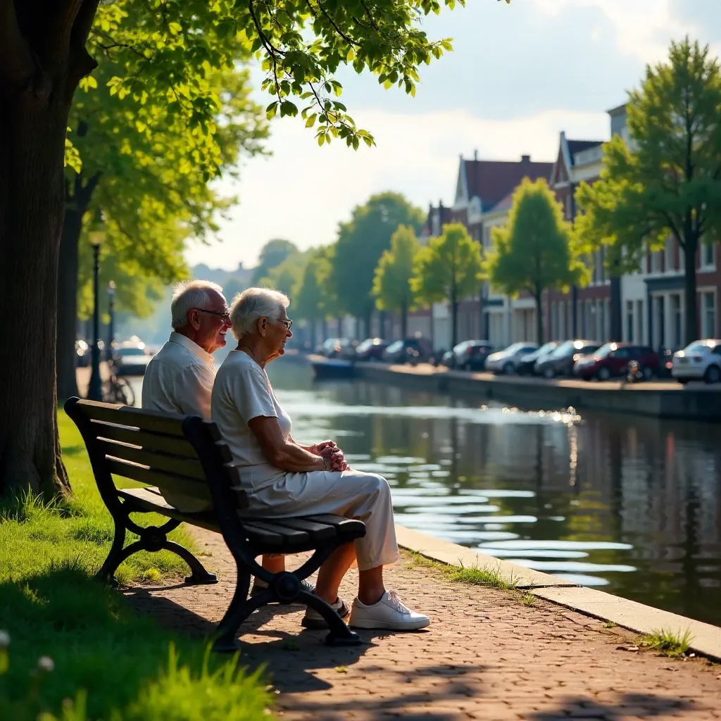 Serene Amsterdam Park Bench Moment