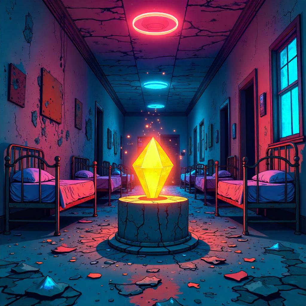 Cartoon Infinity Stone in a Haunted Asylum