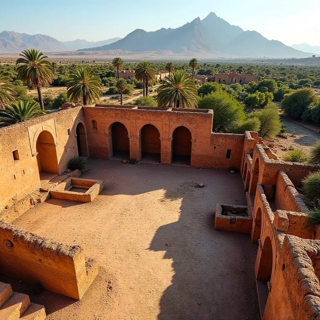 Desert Outskirts: Aerial Ruins Near Marrakech