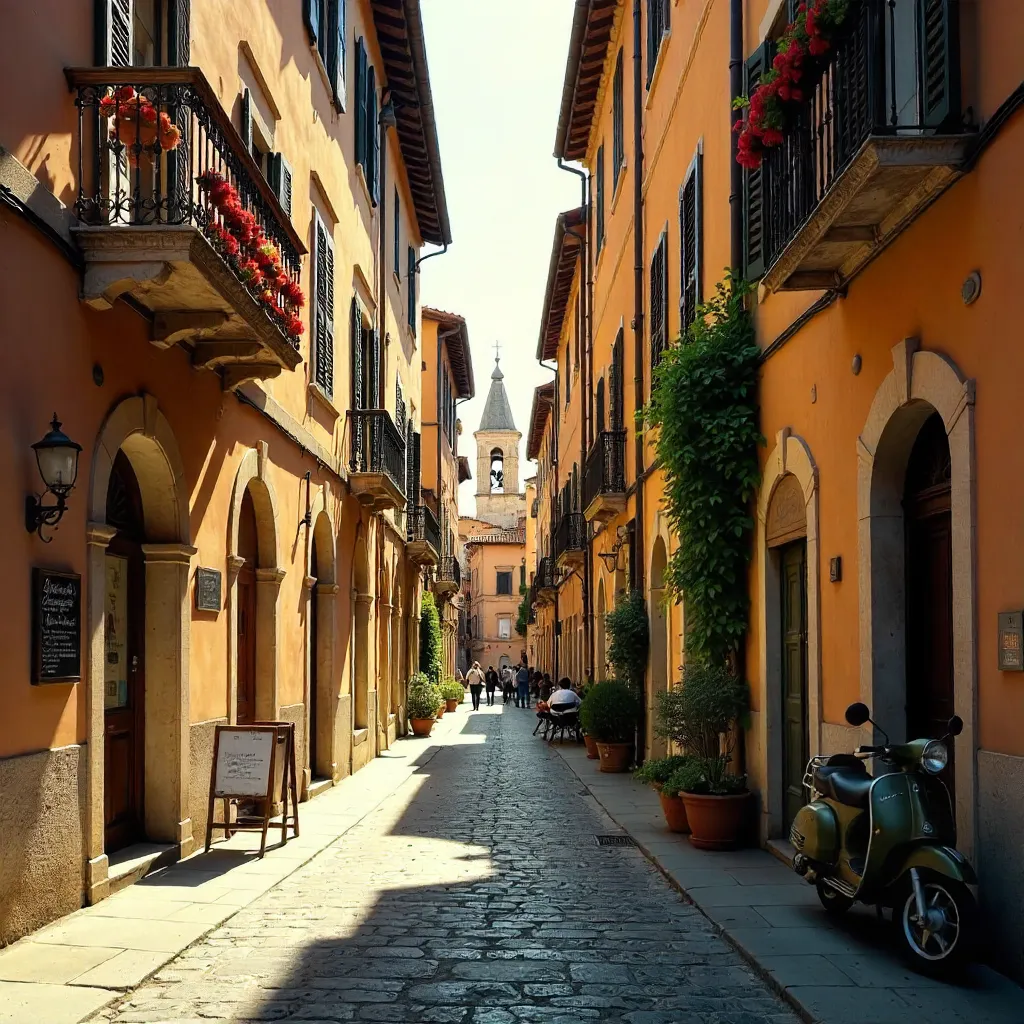 Narrow Trastevere Street in Romantic Rome