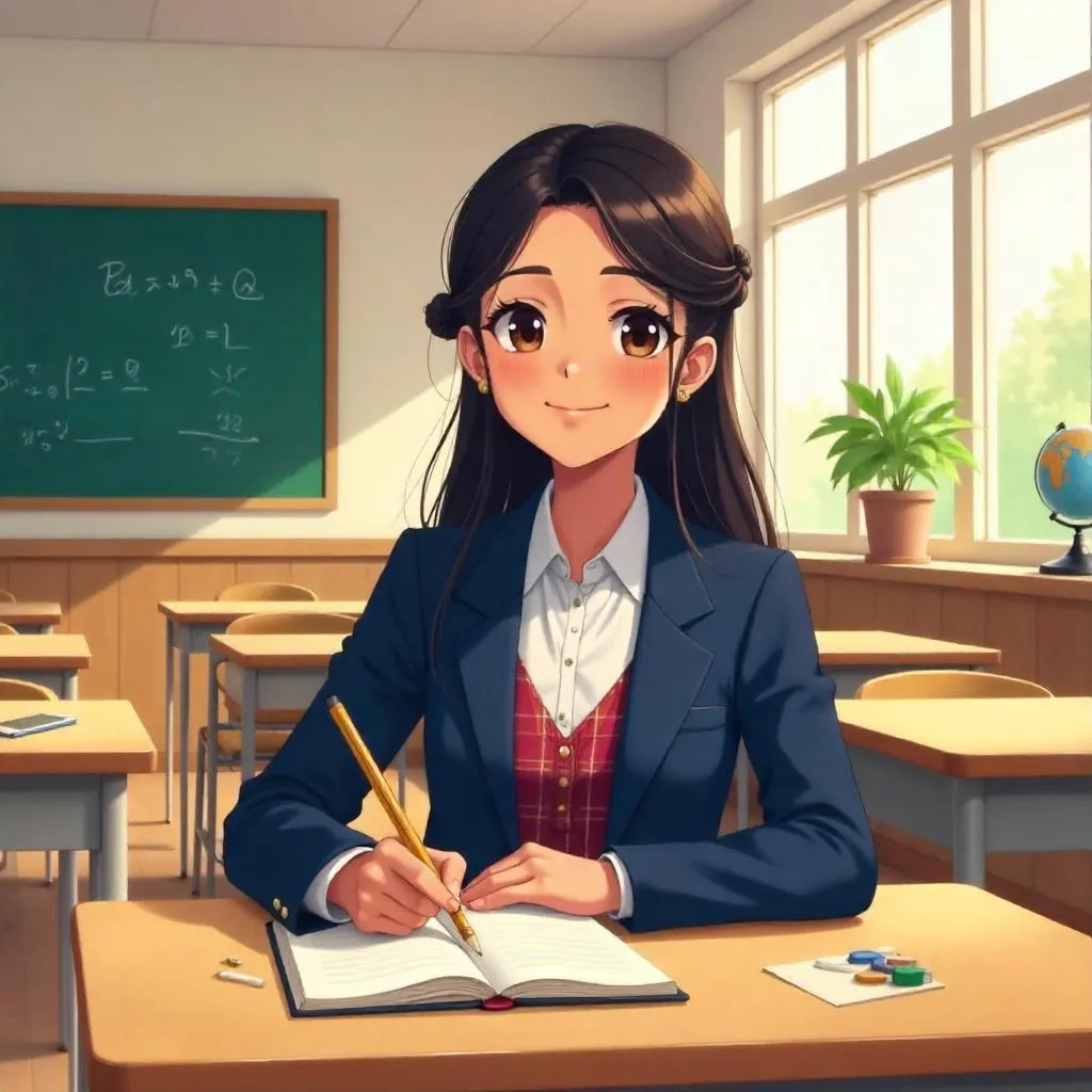 Sunlit Classroom: Anime Indian Student