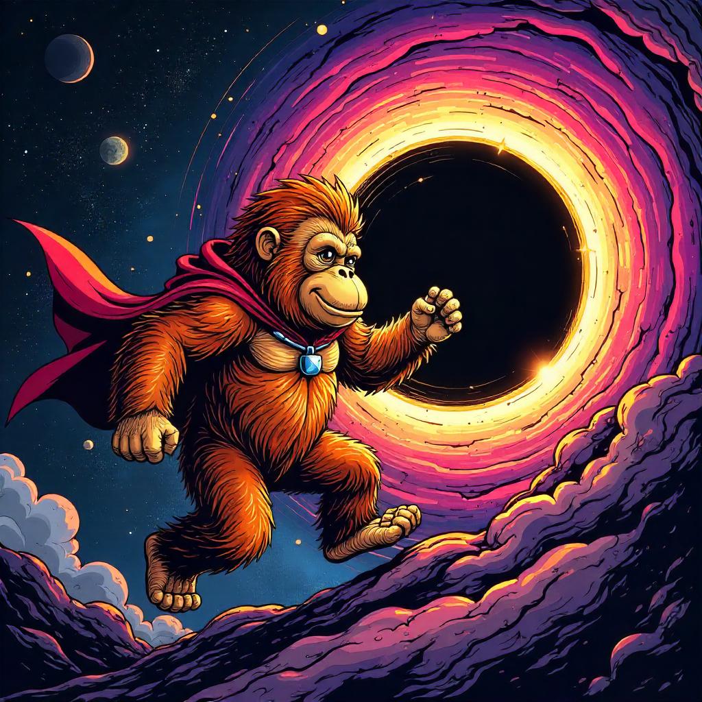Cosmic Orangutan in a Black Hole - Comic Book Style
