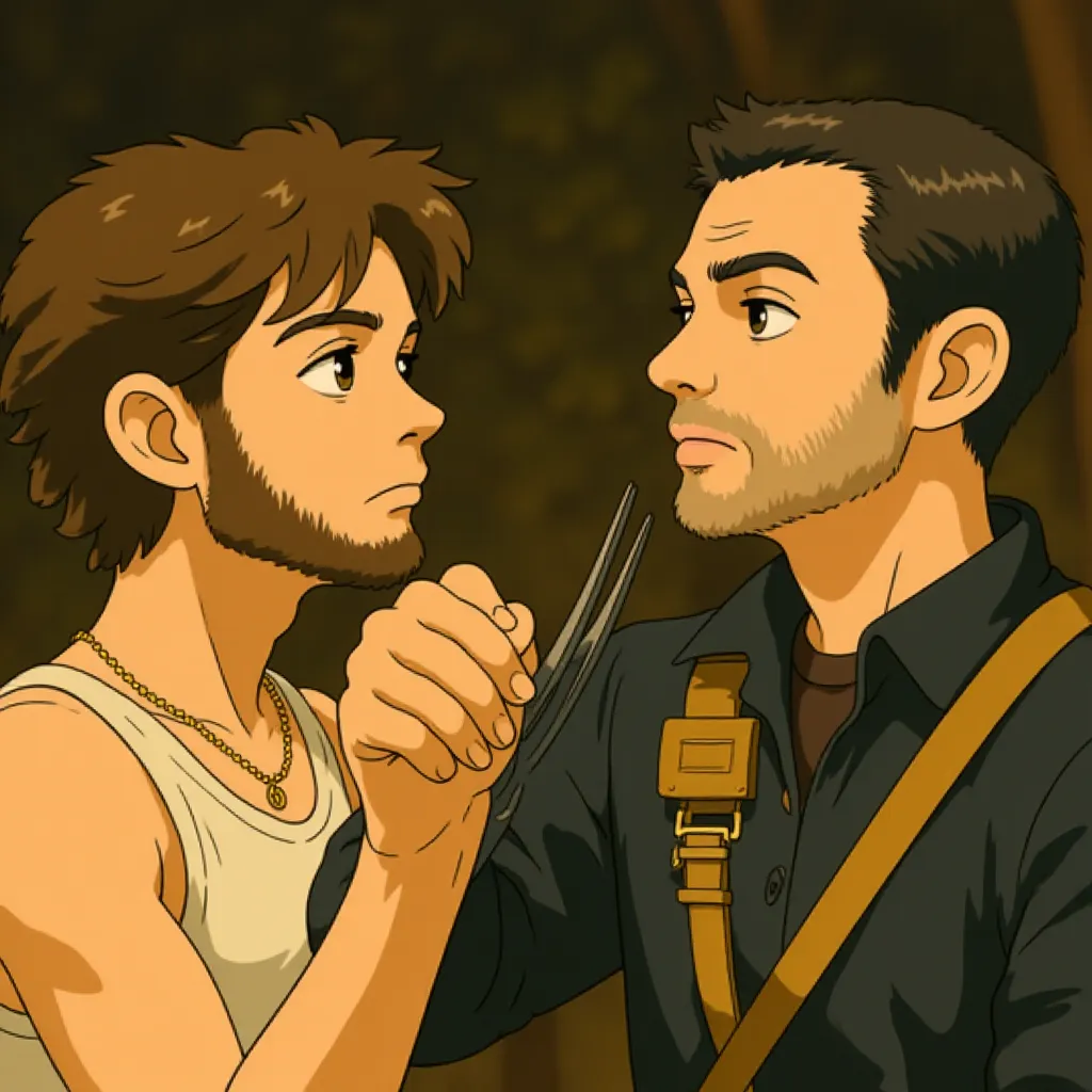 Liev Schreiber and Hugh Jackman in X-Men Origins: Wolverine (2009) - Anime style