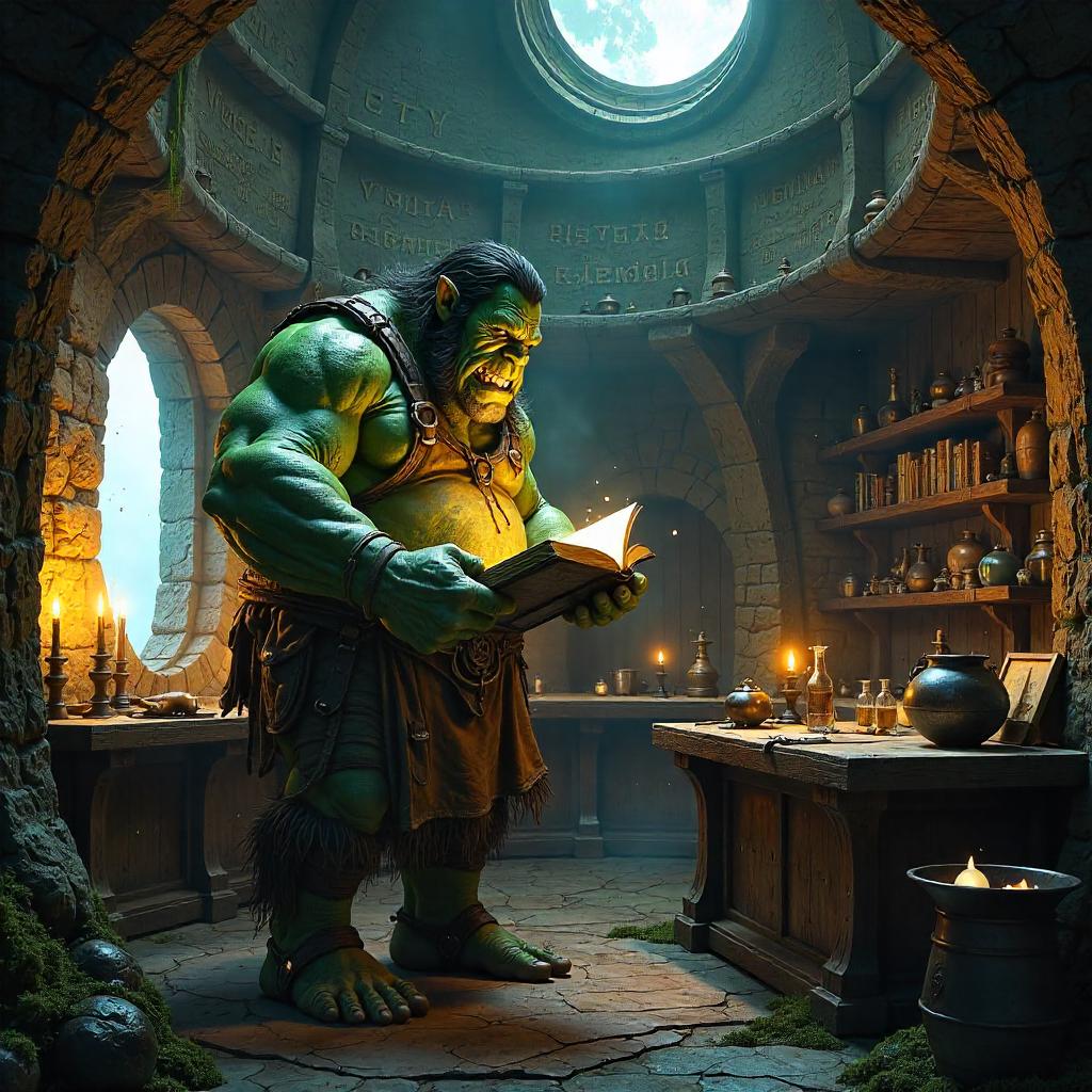 Photoreal Ogre in a Wizard's Tower Interior
