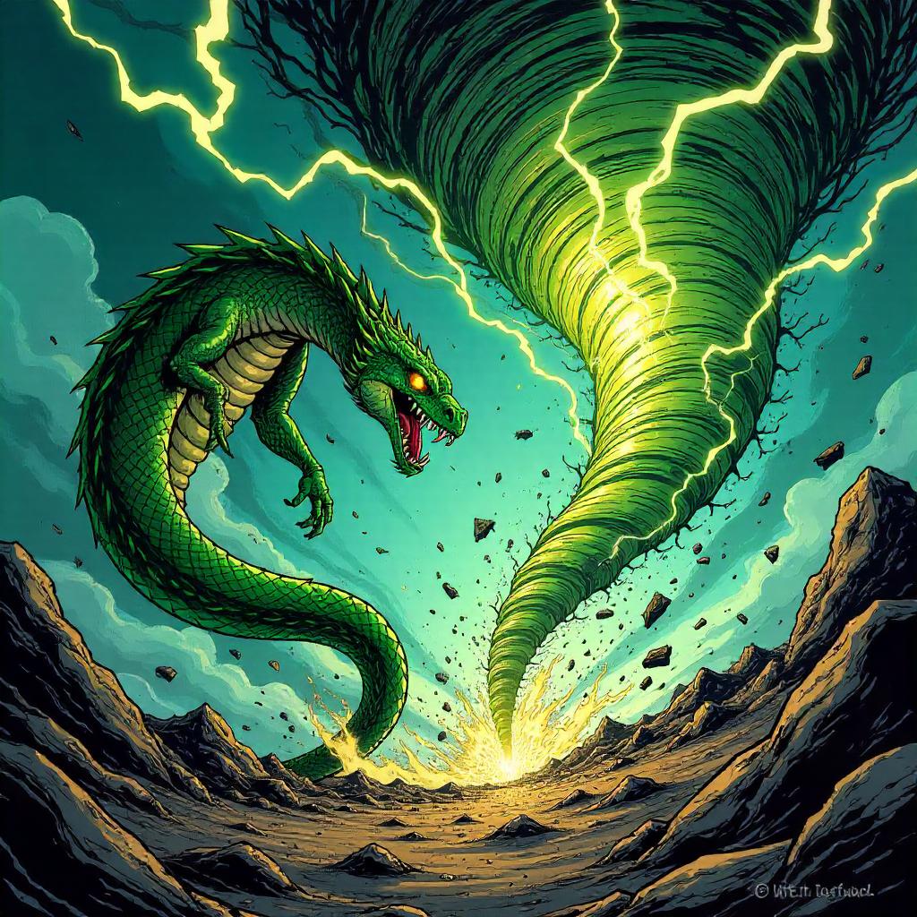 Basilisk Tornado: A Comic Book Showdown