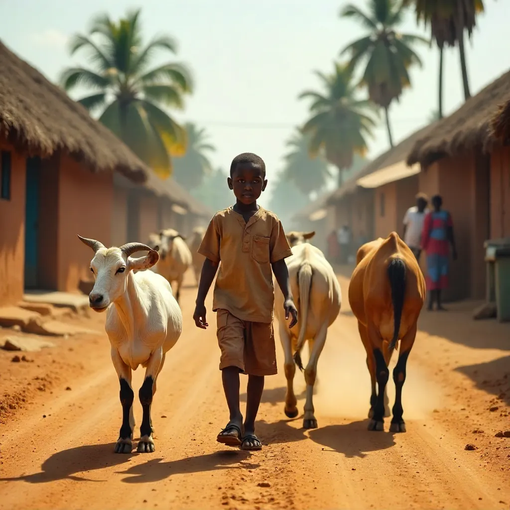 Daylight Herding on a Nigerian Village Road