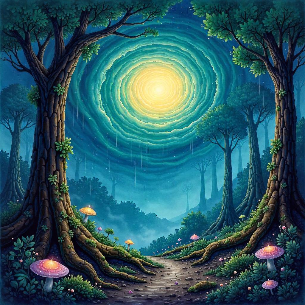 Hurricane in a Mystical Watercolor Forest