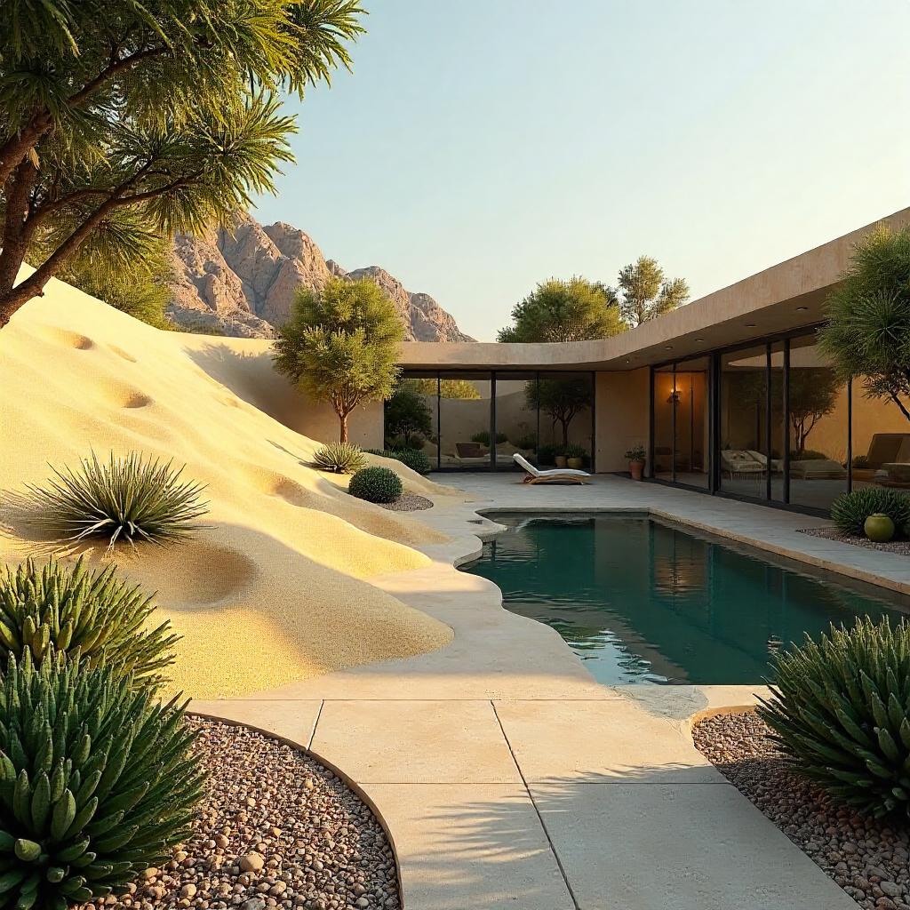 Desert Oasis in a Lush Garden - 3D Render
