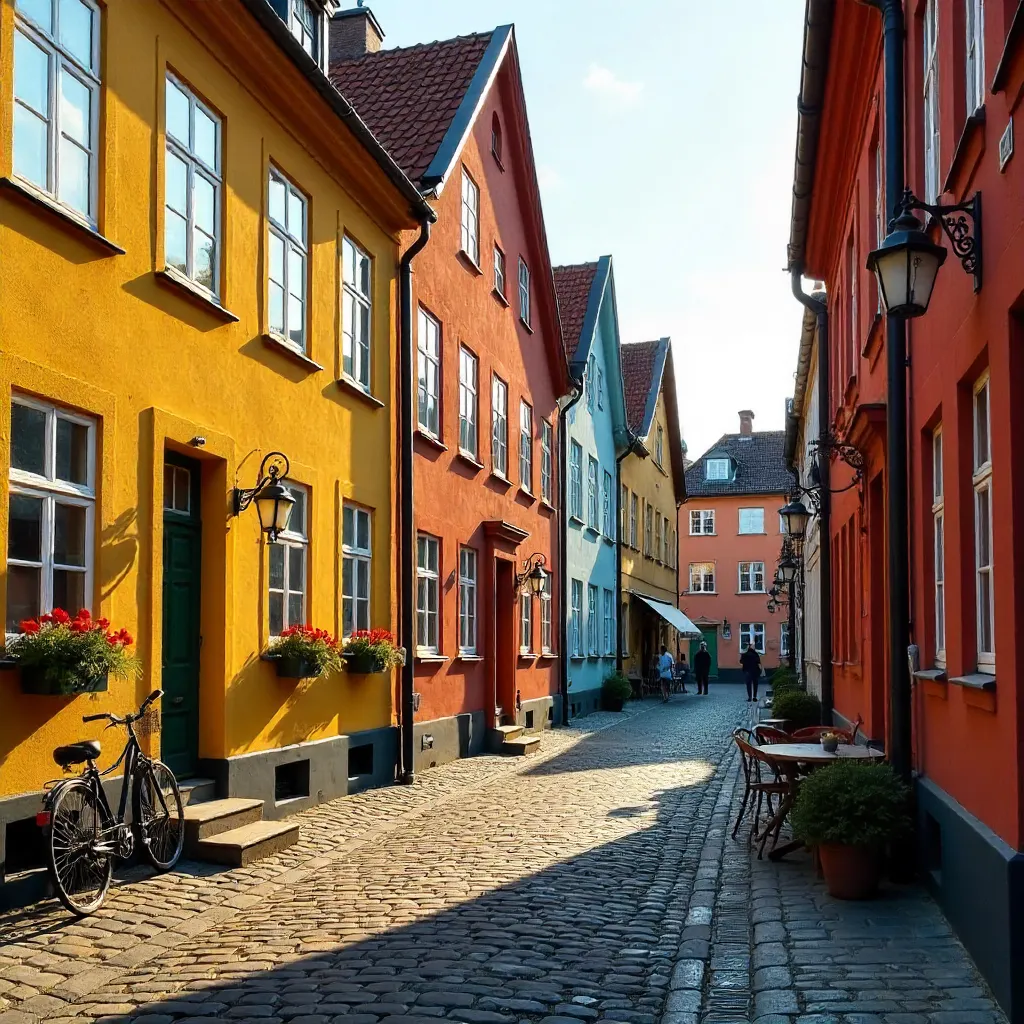 Vivid Gamla Stan Facades in Golden Light