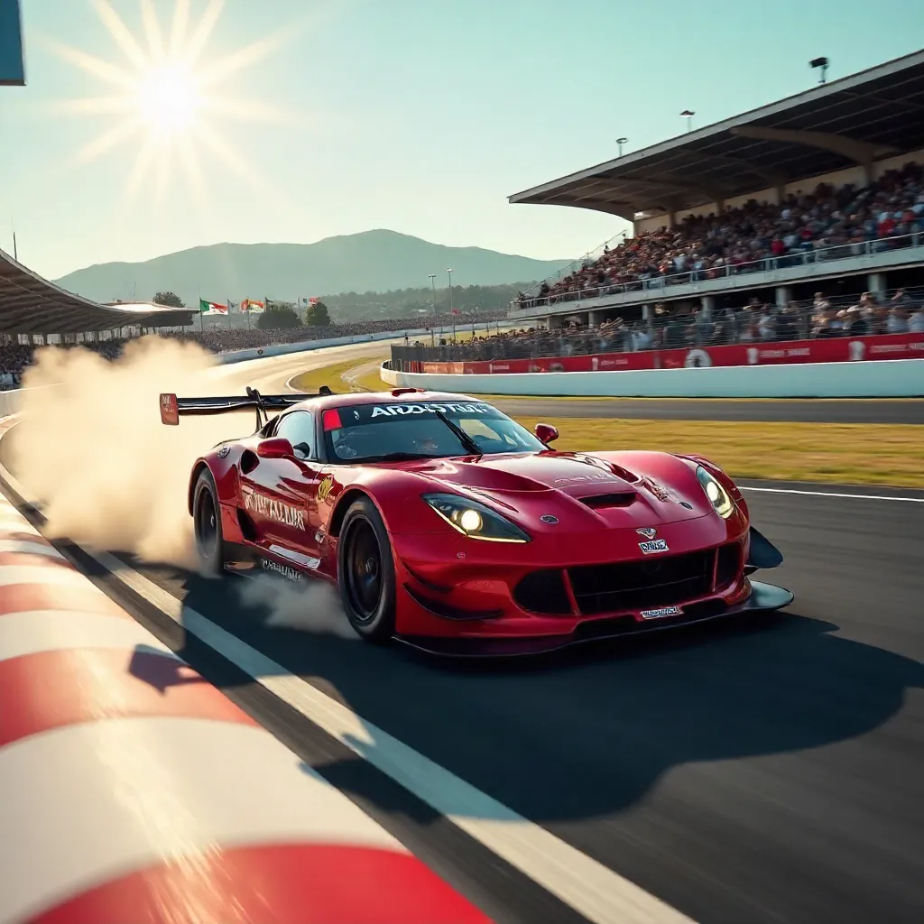 Red Racing Car at Kyalami Circuit: Thrilling Motorsport Action