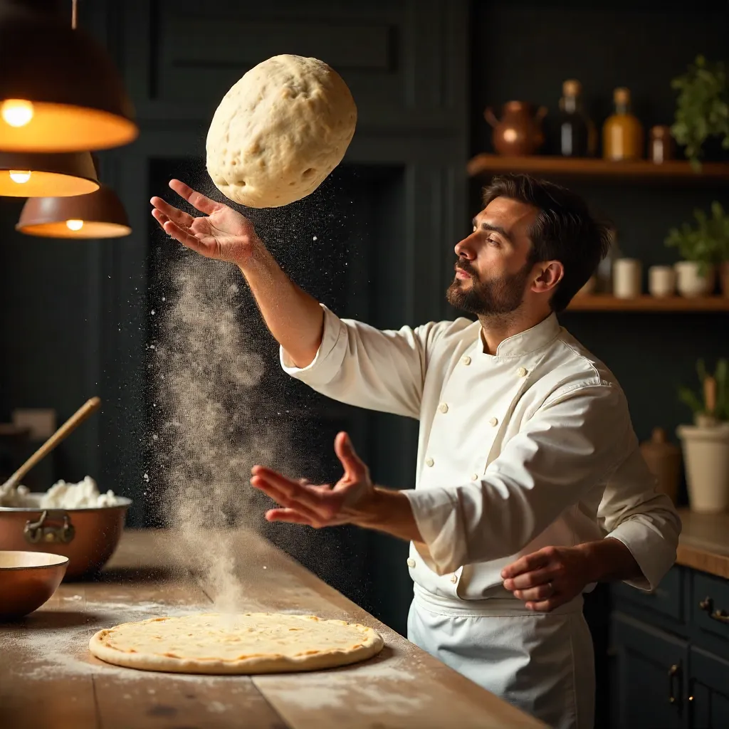Pizza Dough Toss: Traditional Kitchen Art