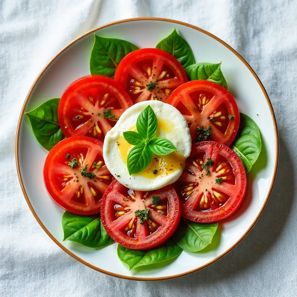 Caprese Salad on White Linen Tablecloth