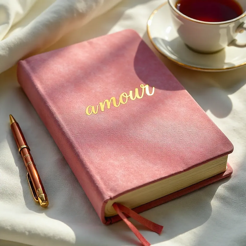 Amour-Embossed Pink Velvet Journal