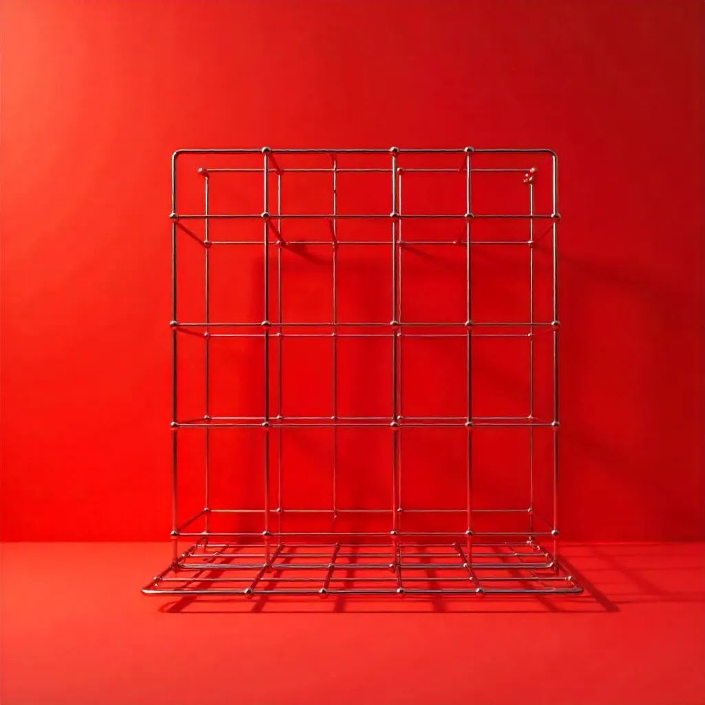 Bold Minimalist Wire Grid on Red Backdrop