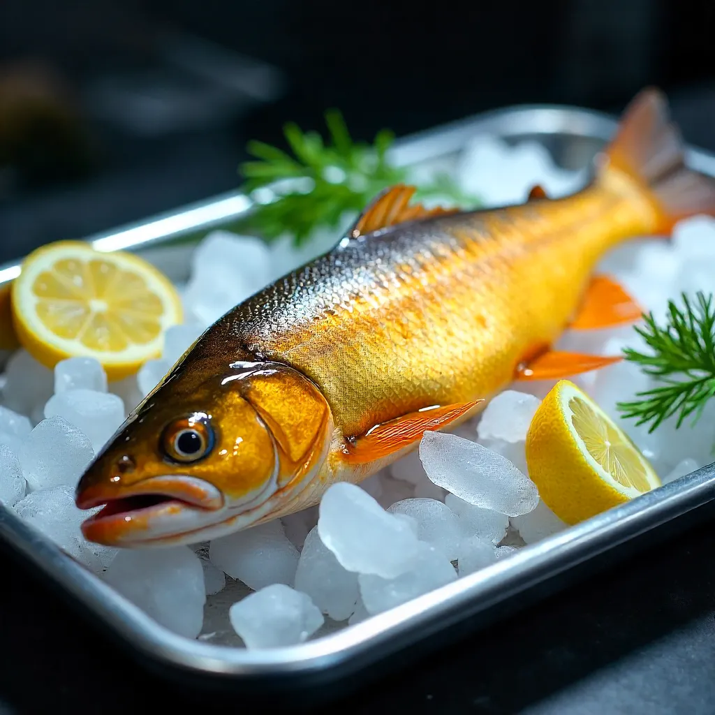 Golden Trout on Ice for Gourmet Cooking