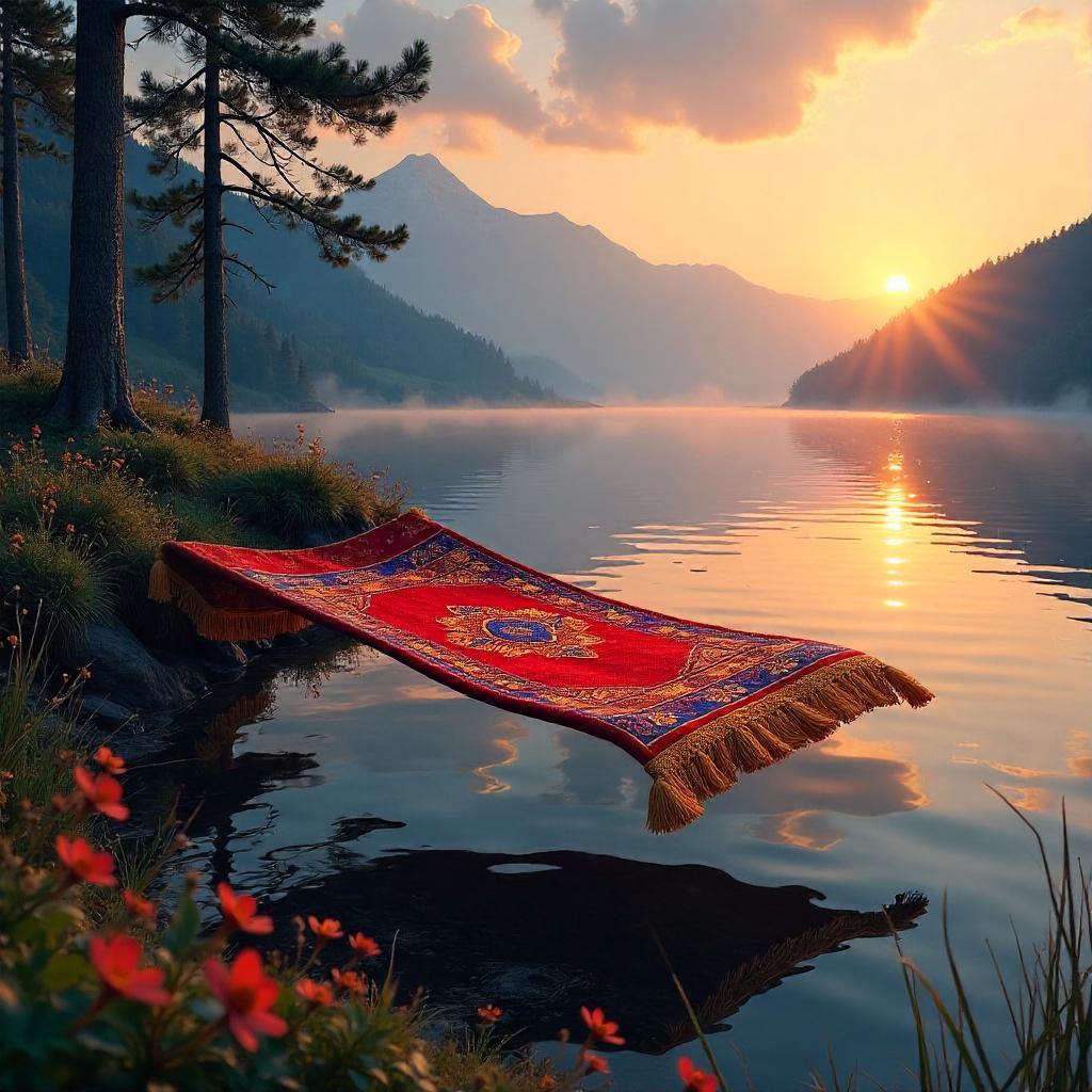 Photorealistic Magic Carpet by a Lake