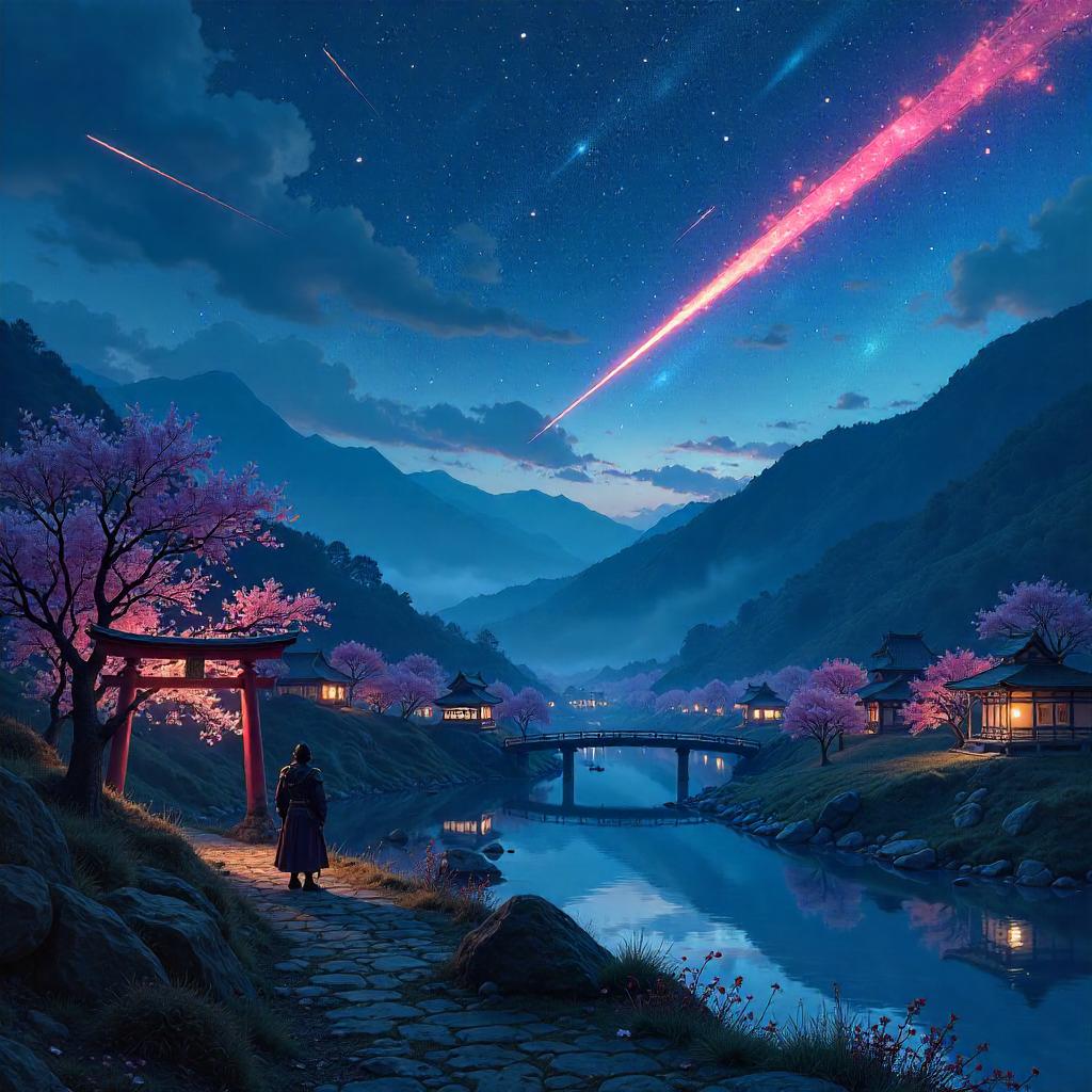 Meteor Night over Feudal Japan