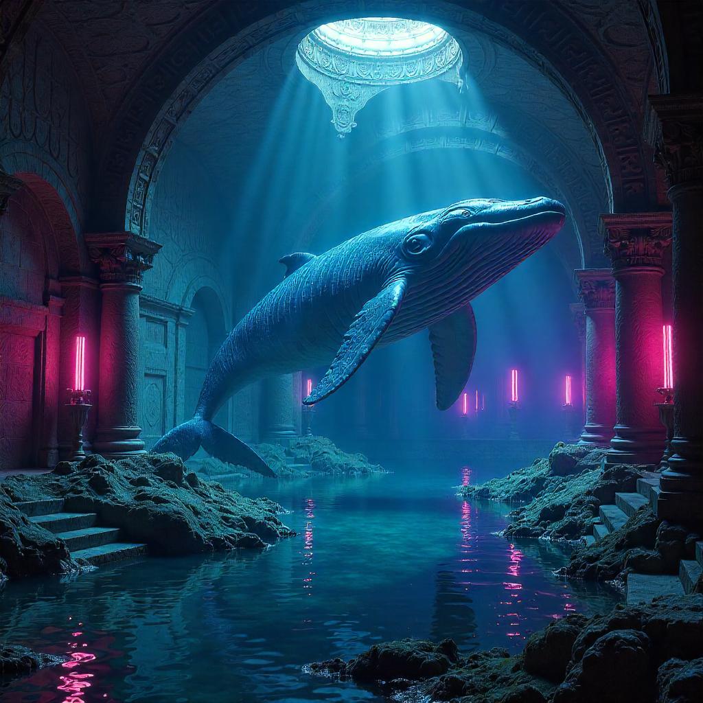 Whale in the Crypt: A Neon Digital Dream