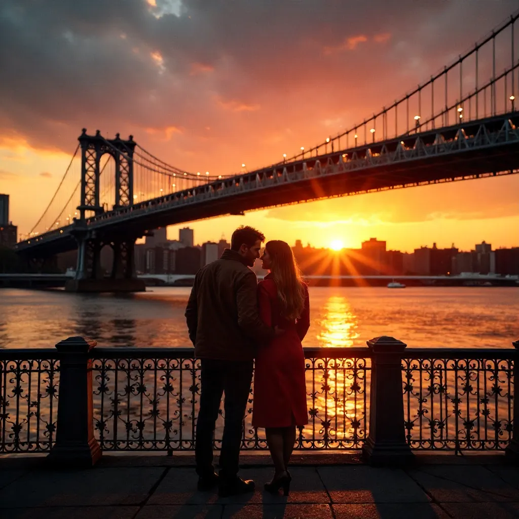 Sunset Embrace by the Manhattan Bridge