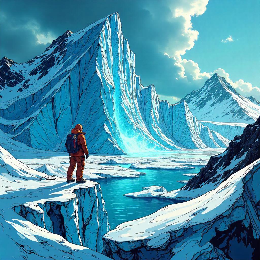 Glacier Showdown Among Icebergs — Comic Style