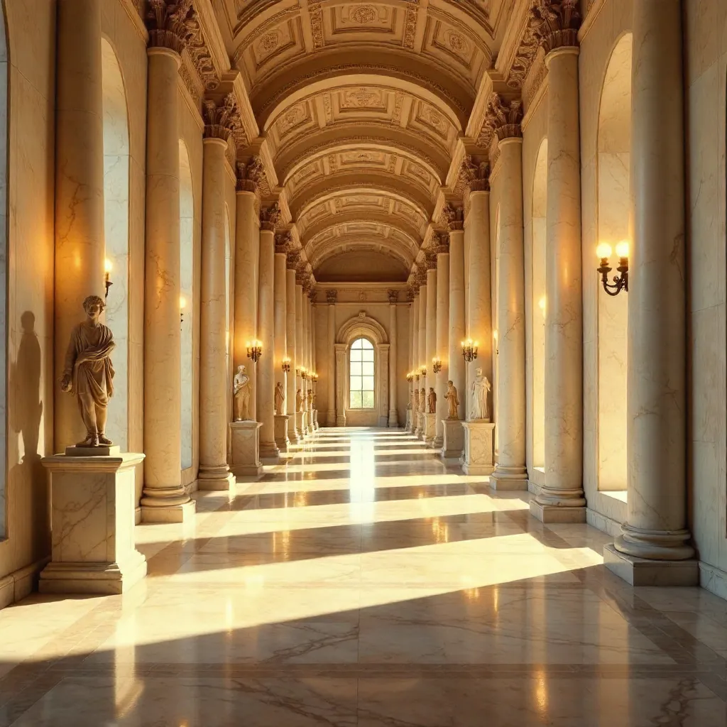 Golden Hour in a Classical Museum Hallway