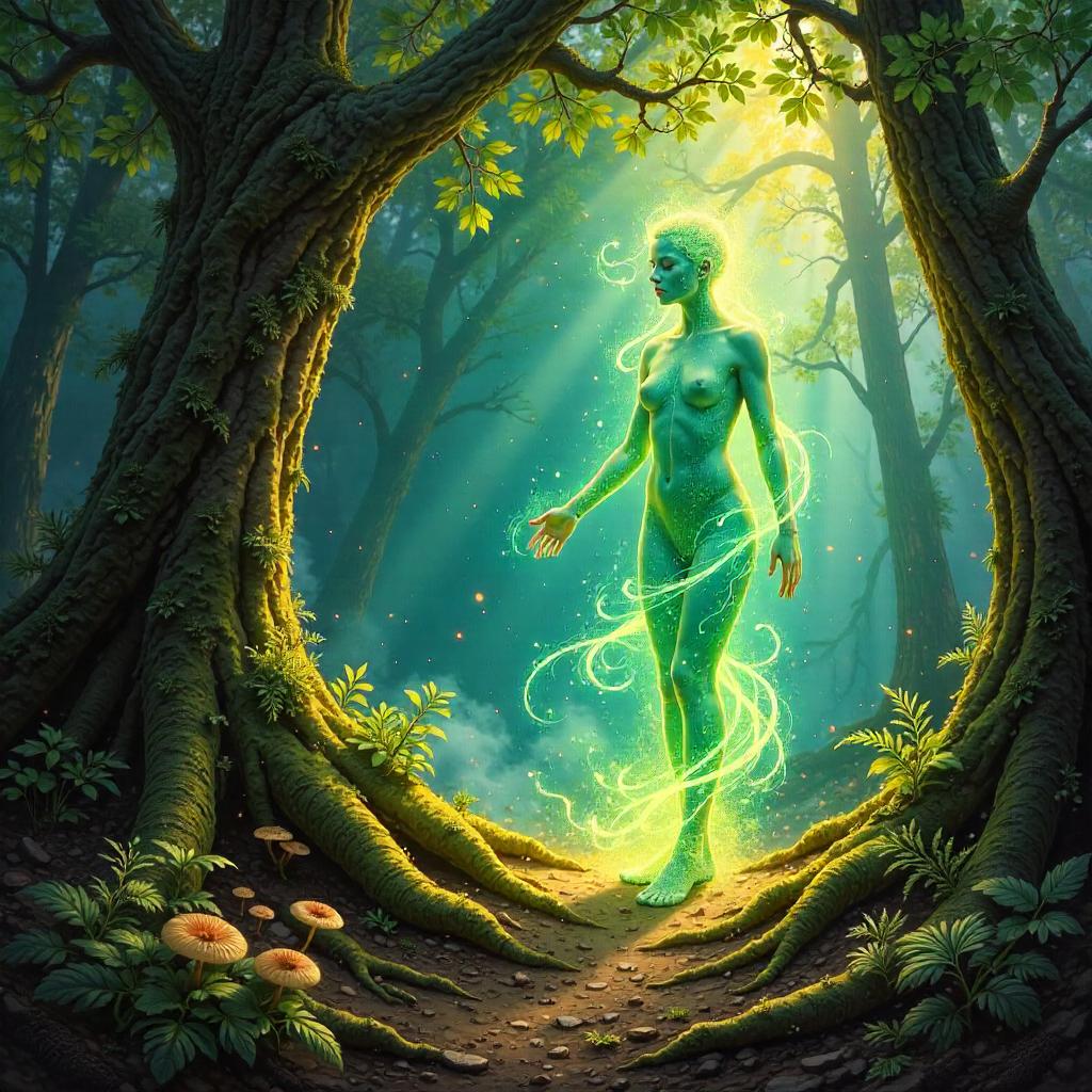 Energy Being in a Mystical Forest (Oil Painting)