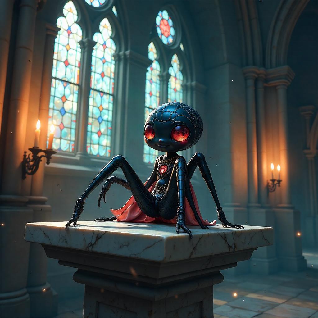 Anime Spider in a Gothic Chapel