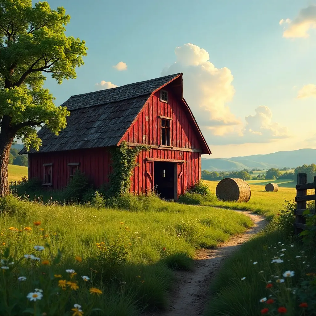 Serene Rustic Barn in Lush Countryside