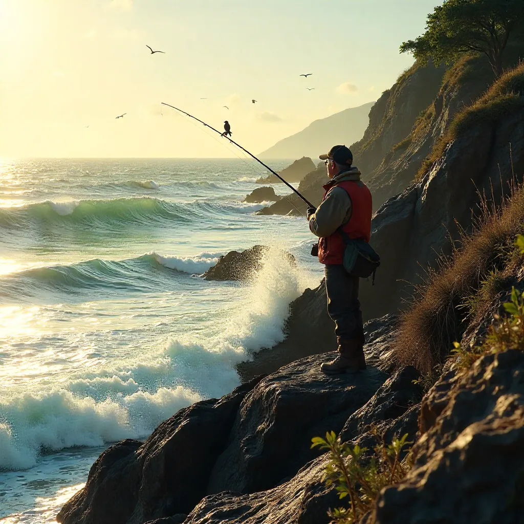 Solitary Angler on Florianópolis Rocky Coast