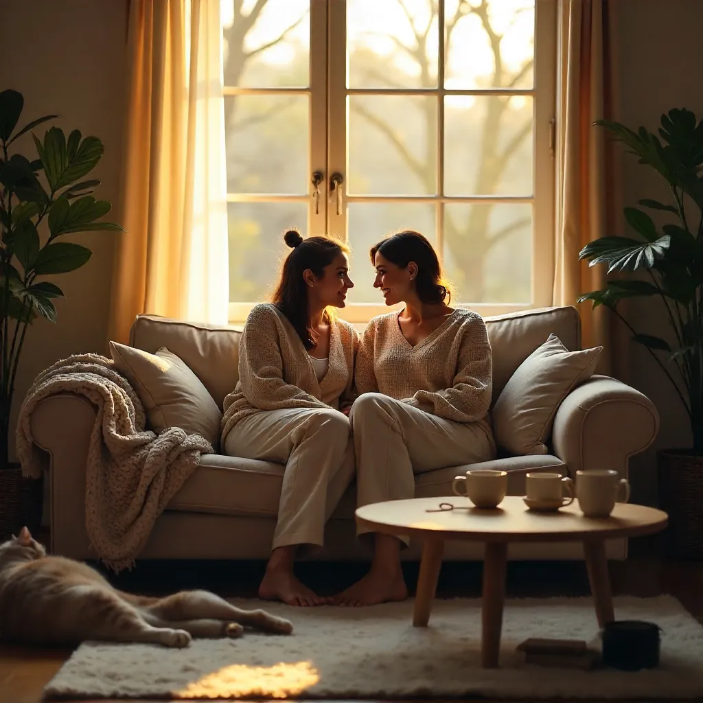 Cozy Living Room Moment: Couple on the Couch