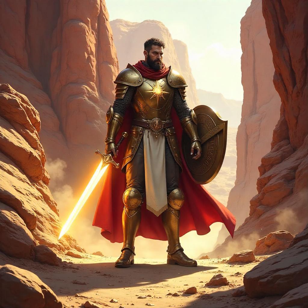 Paladin in a Desert Canyon — Concept Art