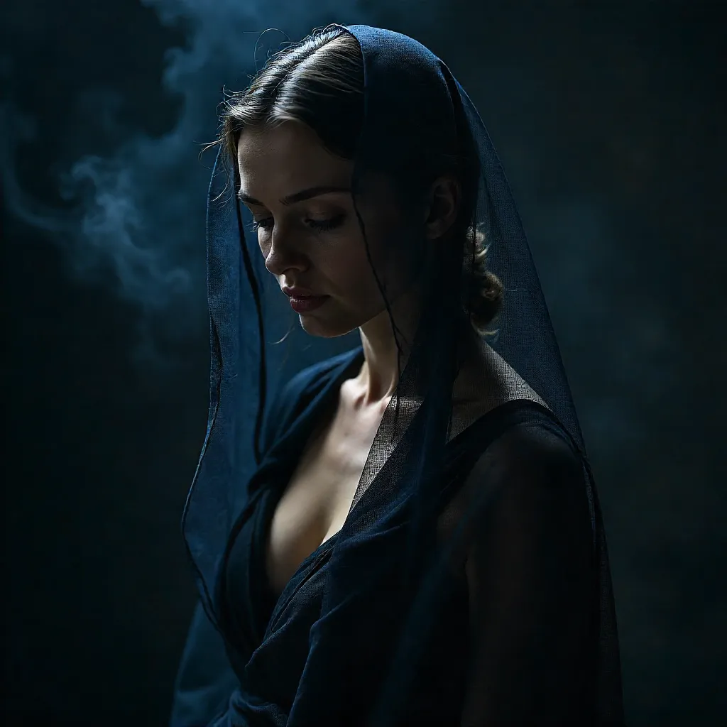 Veiled Enigma: Portrait in Sheer Fabric