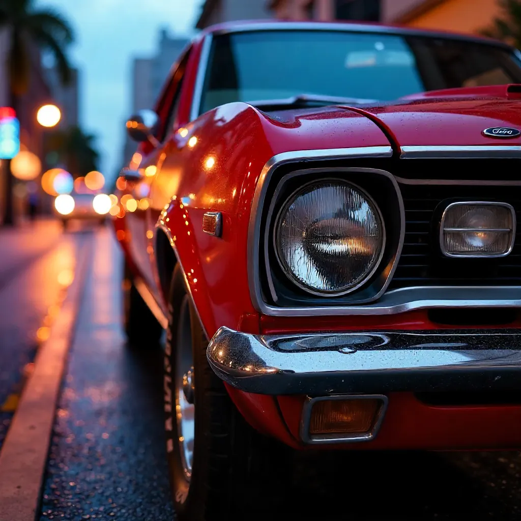 Shiny Red Ford Maverick Close-Up in São Paulo