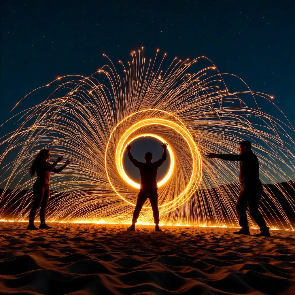 Dramatic Night Steel Wool Light Painting