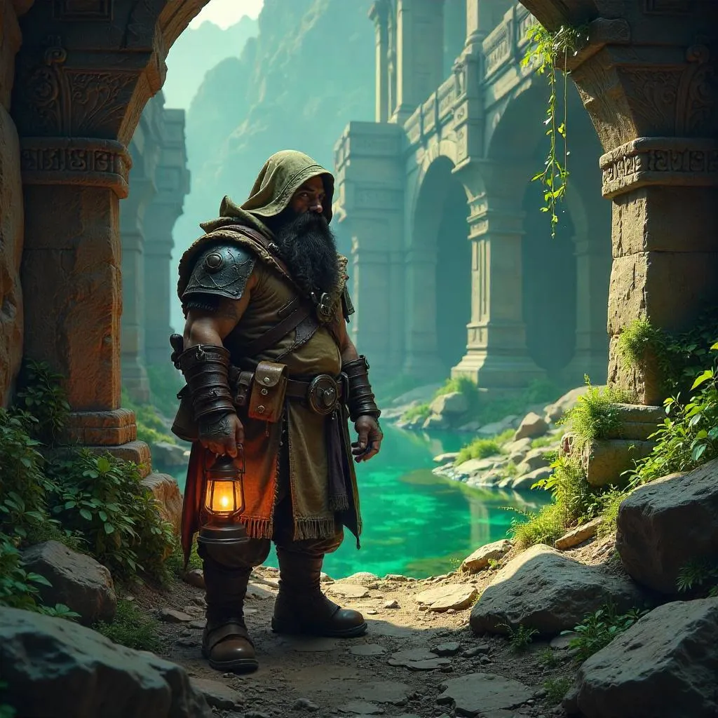Dwarf Explorer in a Lost City