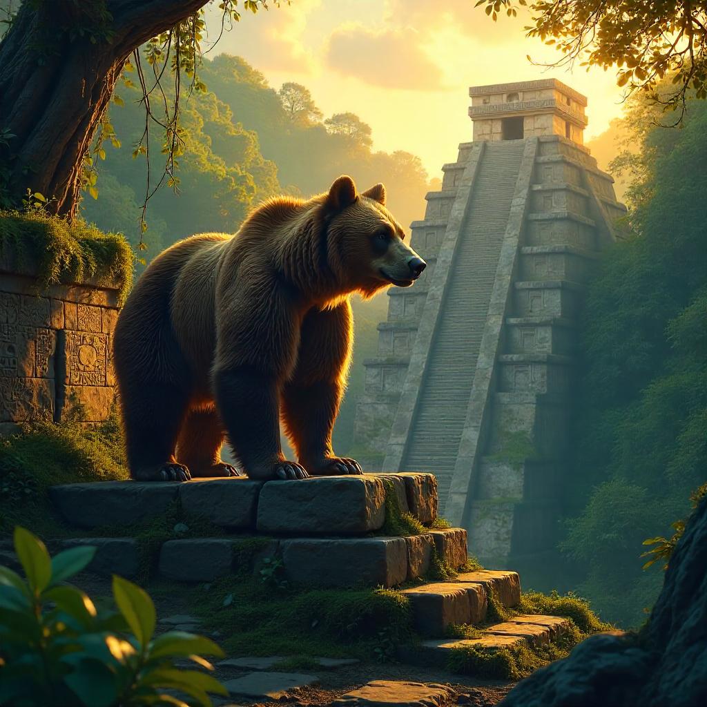 Bear in Mayan Ruins - Digital Art Scene