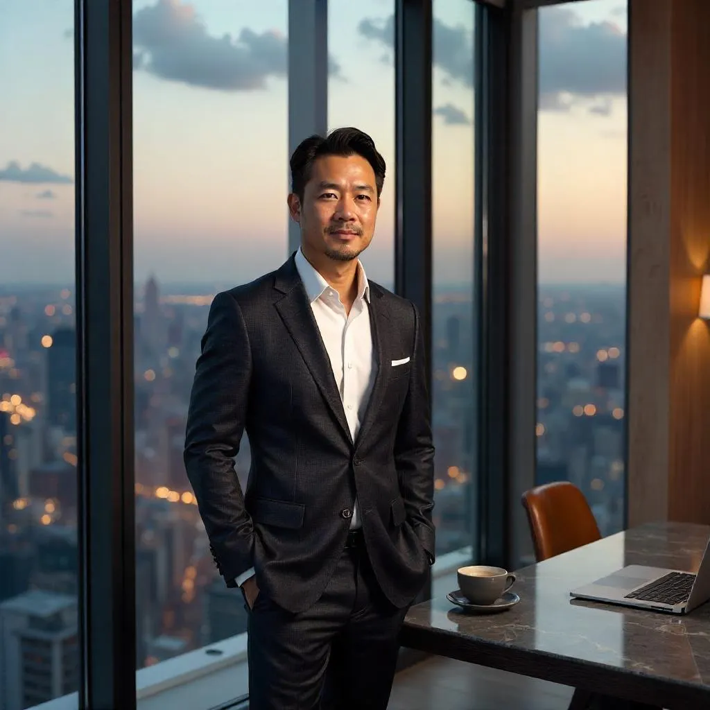 Photorealistic Asian Professional in a Penthouse