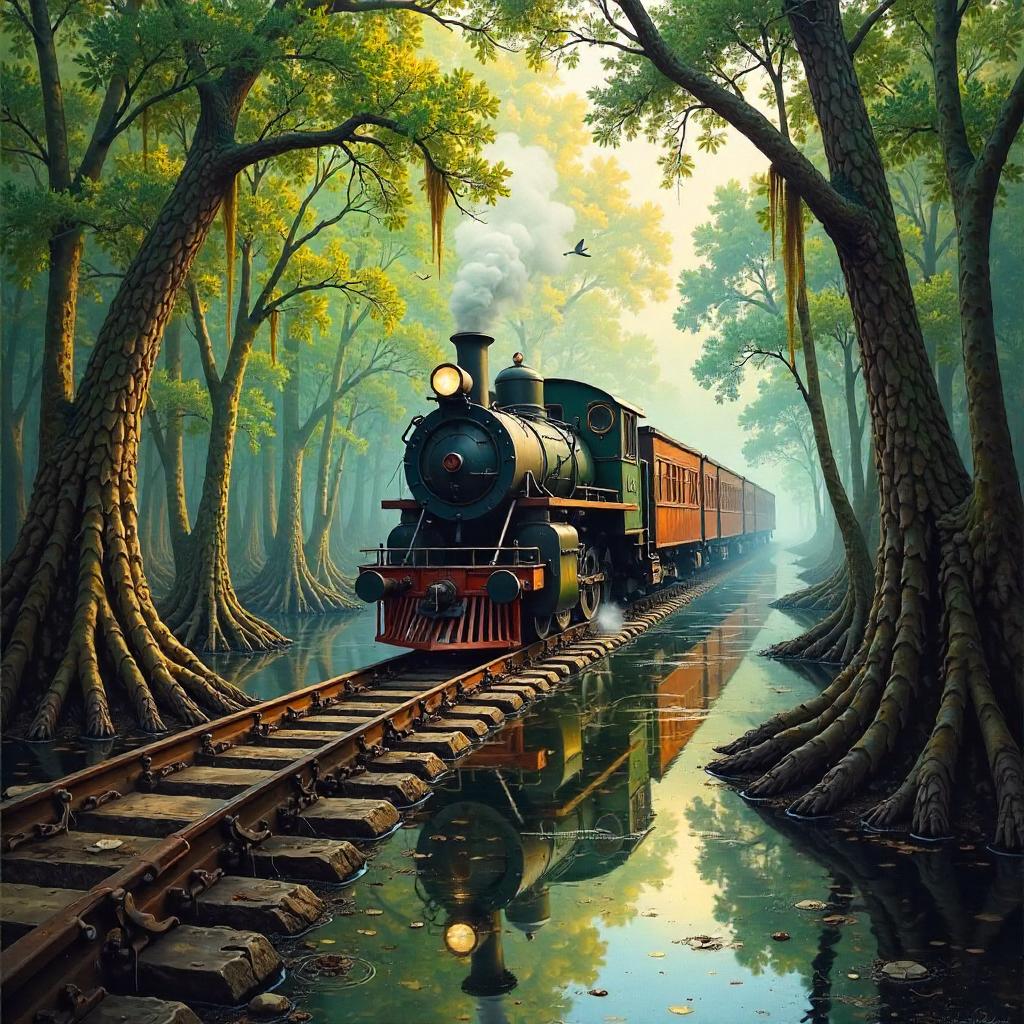 Steam Train Through a Mangrove Swamp