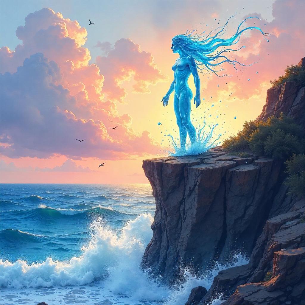 Elemental on the Cliff Edge in Watercolor