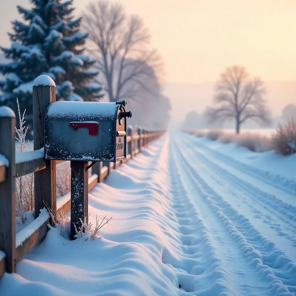 Frost-Kissed Mailbox in Quiet Winter Dawn