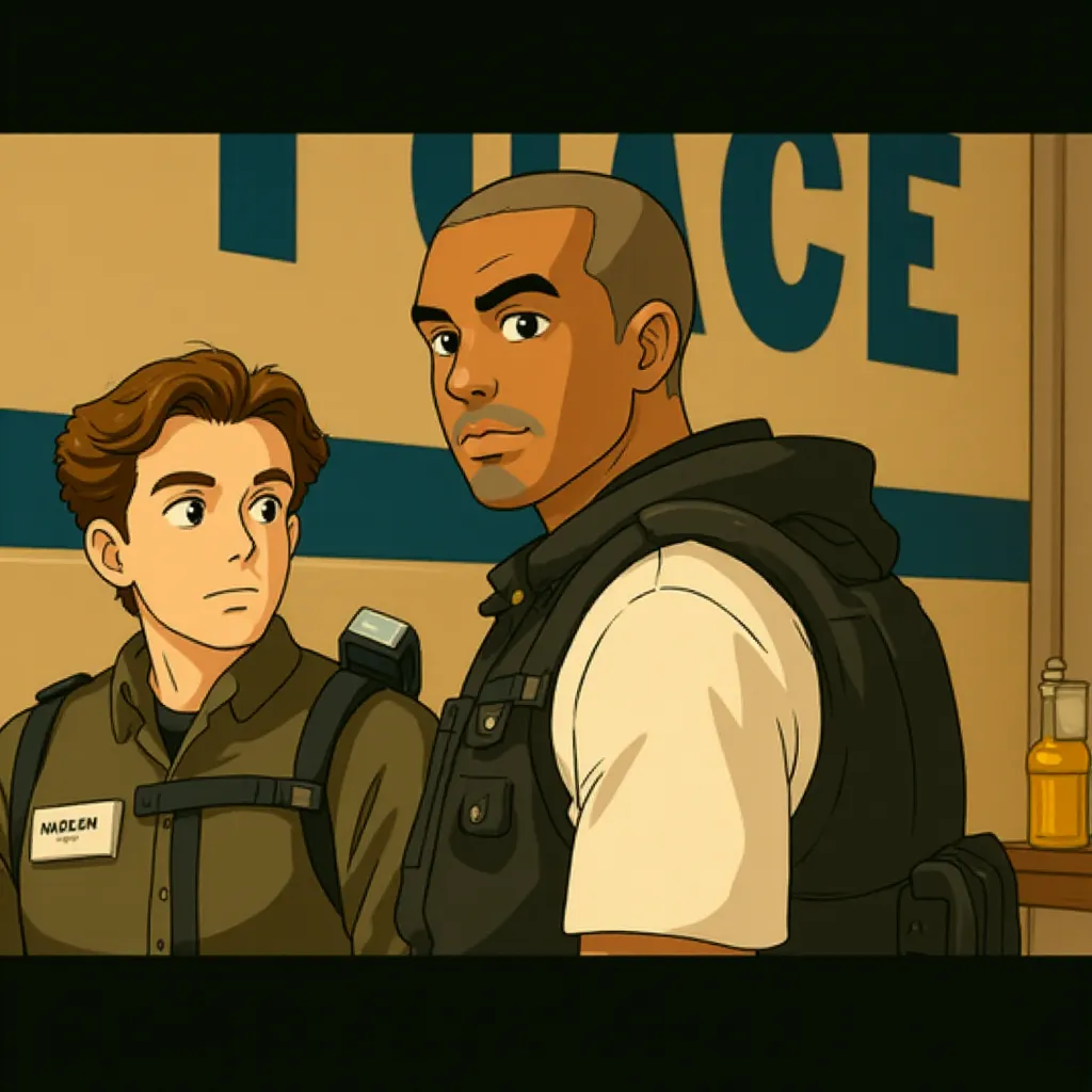Denzel Washington and Willem Dafoe in Inside Man (2006) - Anime style