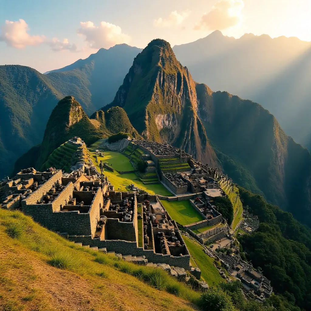 Dawn at Machu Picchu Over Lush Andean Valleys