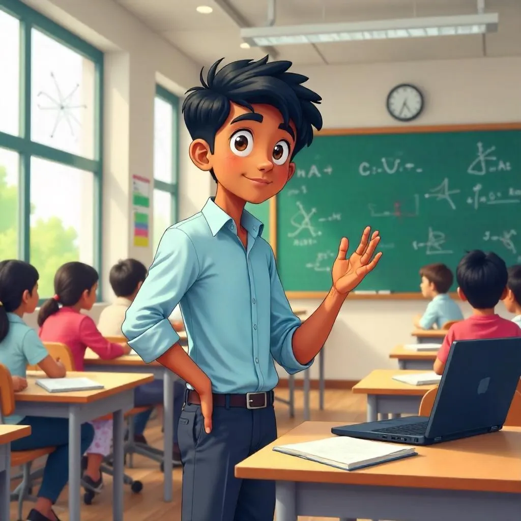 Anime Classroom: A Young Indian Man in Focus
