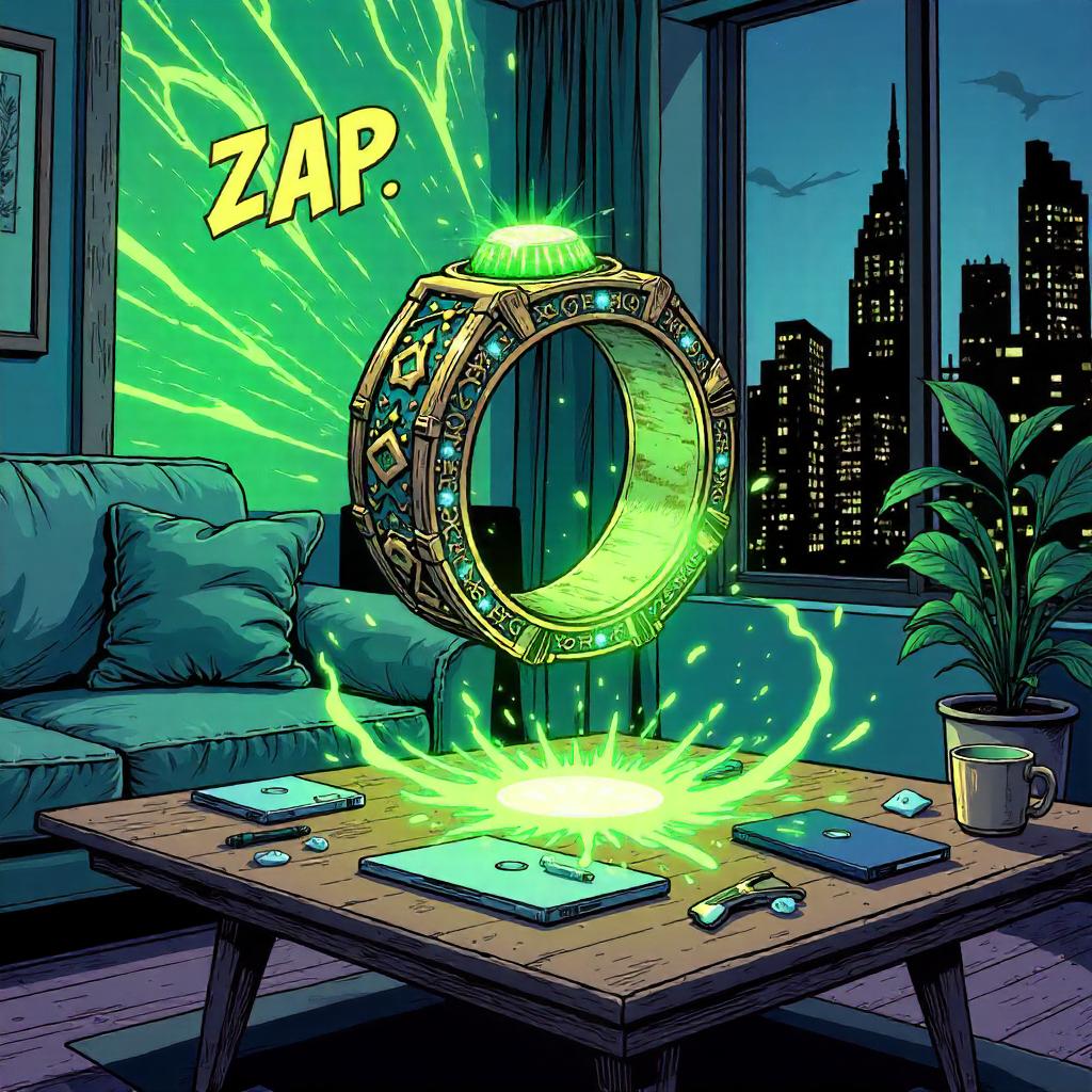 Enchanted Ring in a Comic Apartment Scene