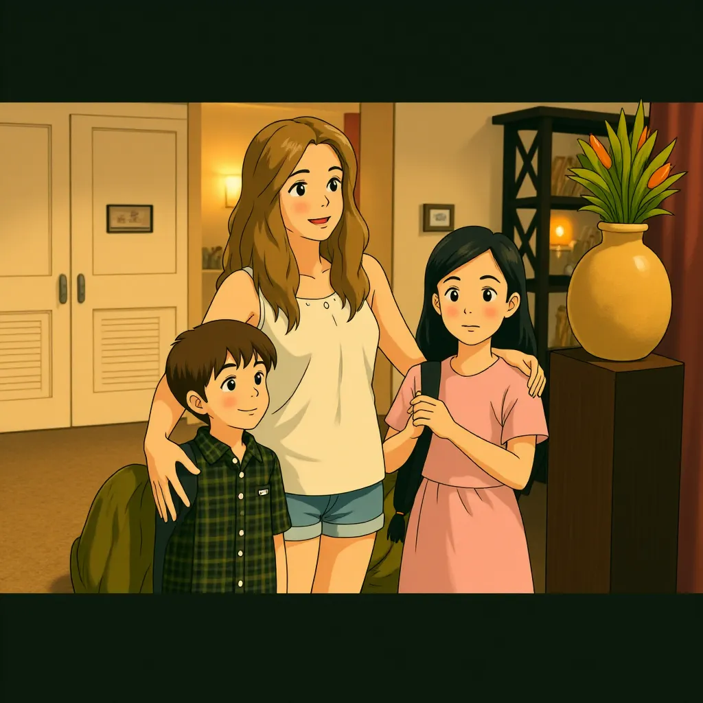 Jennifer Aniston, Bailee Madison, and Griffin Gluck in Just Go with It (2011) - Anime style